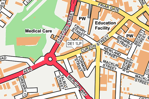 DE1 1LP map - OS OpenMap – Local (Ordnance Survey)