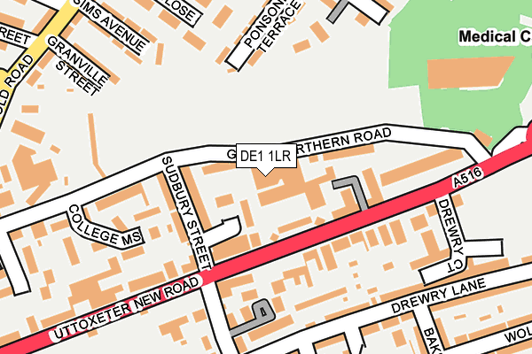 DE1 1LR map - OS OpenMap – Local (Ordnance Survey)