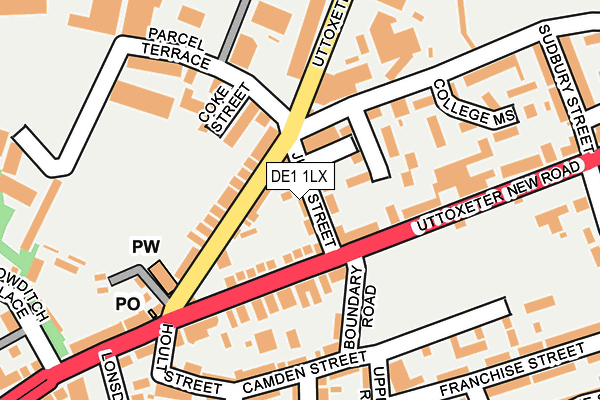 DE1 1LX map - OS OpenMap – Local (Ordnance Survey)