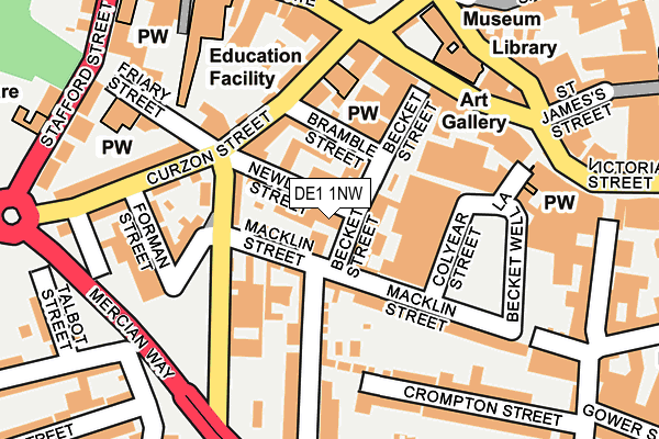 DE1 1NW map - OS OpenMap – Local (Ordnance Survey)