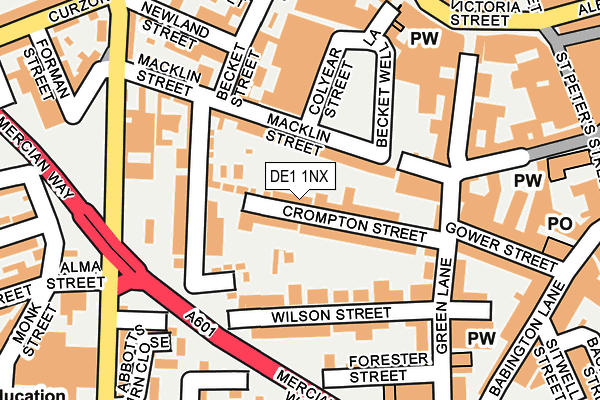DE1 1NX map - OS OpenMap – Local (Ordnance Survey)