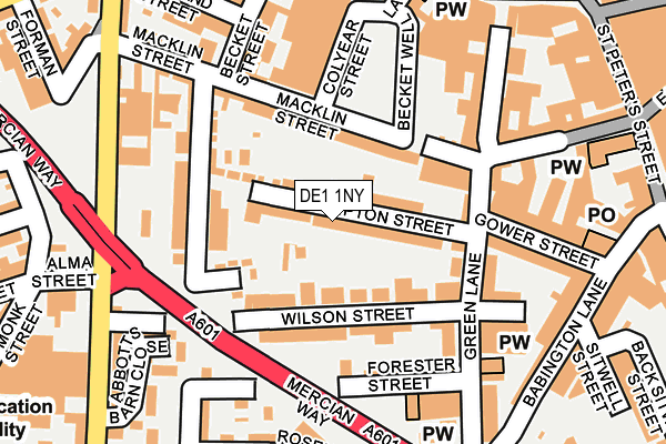 DE1 1NY map - OS OpenMap – Local (Ordnance Survey)