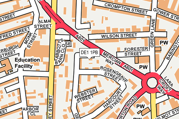 DE1 1PB map - OS OpenMap – Local (Ordnance Survey)