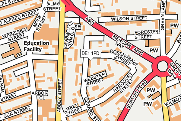 DE1 1PD map - OS OpenMap – Local (Ordnance Survey)