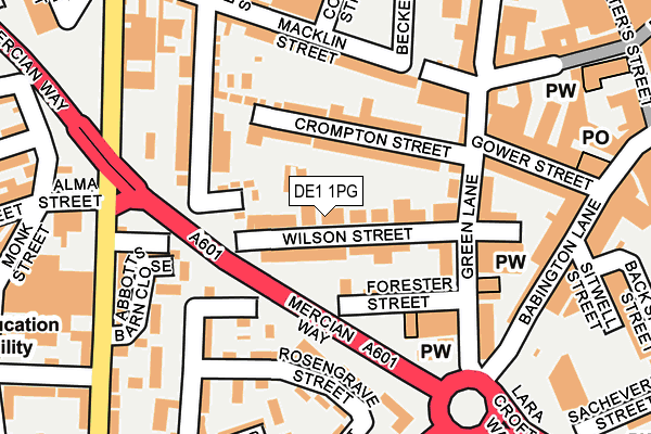 DE1 1PG map - OS OpenMap – Local (Ordnance Survey)