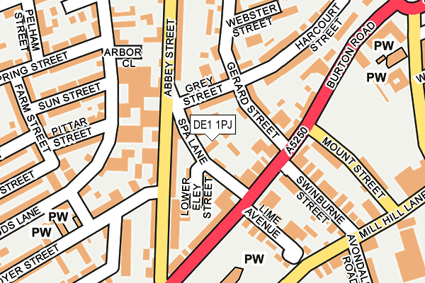 DE1 1PJ map - OS OpenMap – Local (Ordnance Survey)