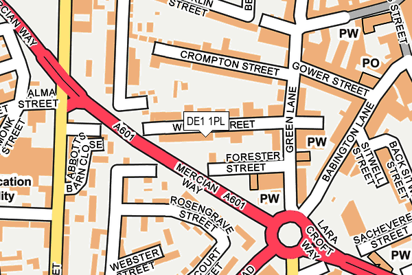 DE1 1PL map - OS OpenMap – Local (Ordnance Survey)
