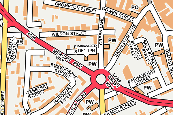 DE1 1PN map - OS OpenMap – Local (Ordnance Survey)