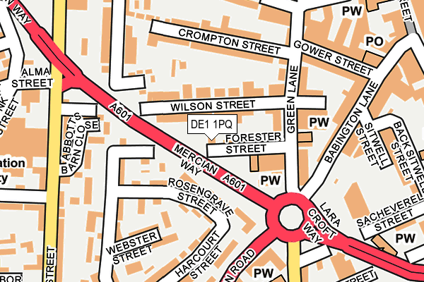 DE1 1PQ map - OS OpenMap – Local (Ordnance Survey)