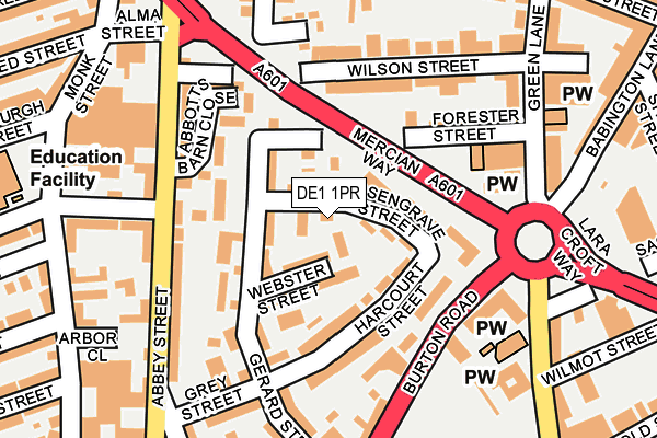 DE1 1PR map - OS OpenMap – Local (Ordnance Survey)