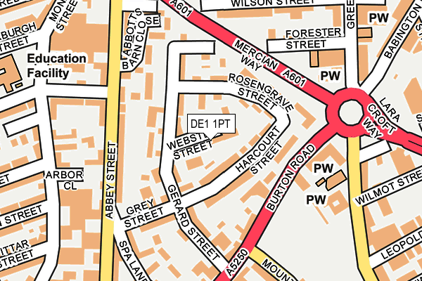 DE1 1PT map - OS OpenMap – Local (Ordnance Survey)