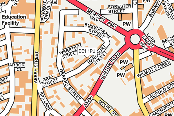 DE1 1PU map - OS OpenMap – Local (Ordnance Survey)