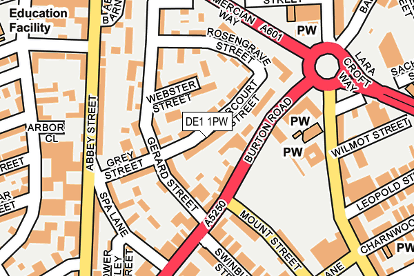 DE1 1PW map - OS OpenMap – Local (Ordnance Survey)