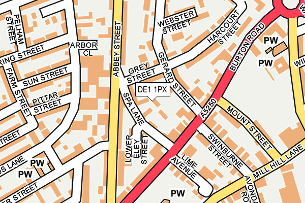 DE1 1PX map - OS OpenMap – Local (Ordnance Survey)