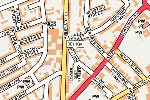 DE1 1QA map - OS OpenMap – Local (Ordnance Survey)