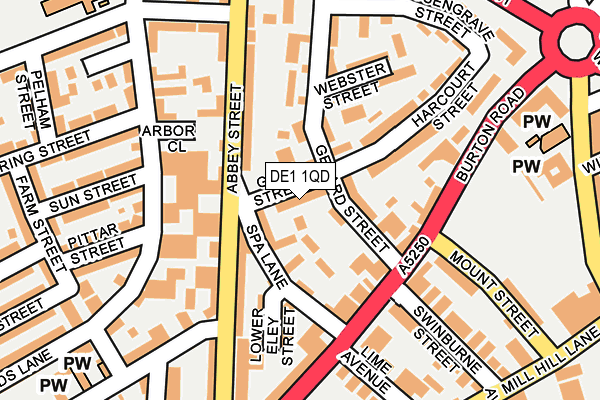 DE1 1QD map - OS OpenMap – Local (Ordnance Survey)