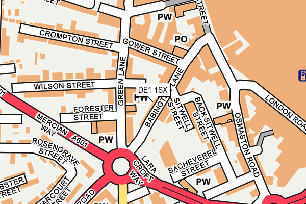 DE1 1SX map - OS OpenMap – Local (Ordnance Survey)