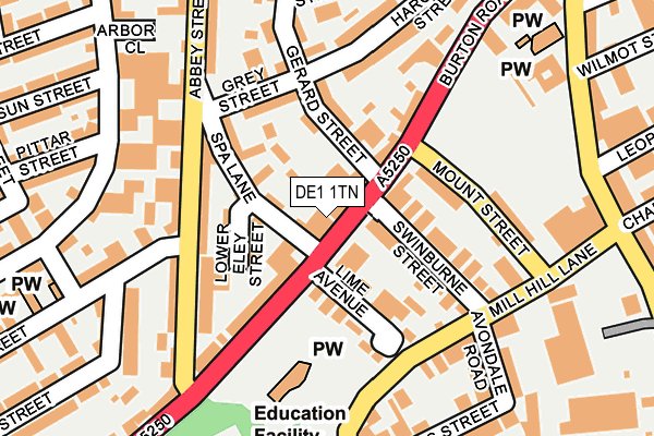 DE1 1TN map - OS OpenMap – Local (Ordnance Survey)