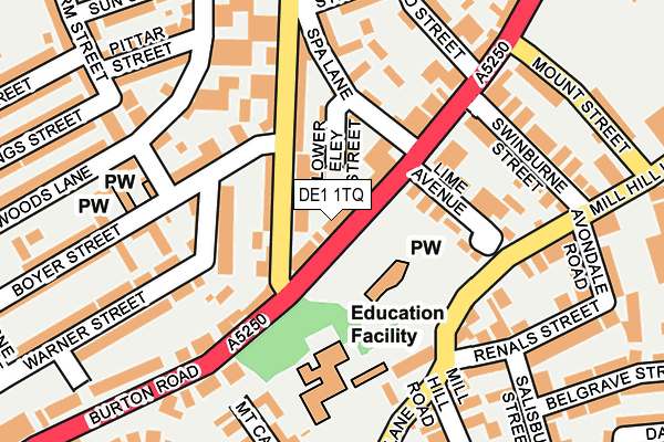DE1 1TQ map - OS OpenMap – Local (Ordnance Survey)