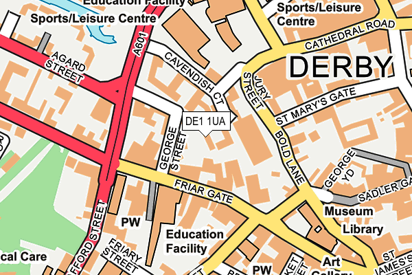DE1 1UA map - OS OpenMap – Local (Ordnance Survey)