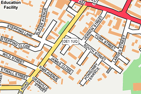 DE1 1UQ map - OS OpenMap – Local (Ordnance Survey)