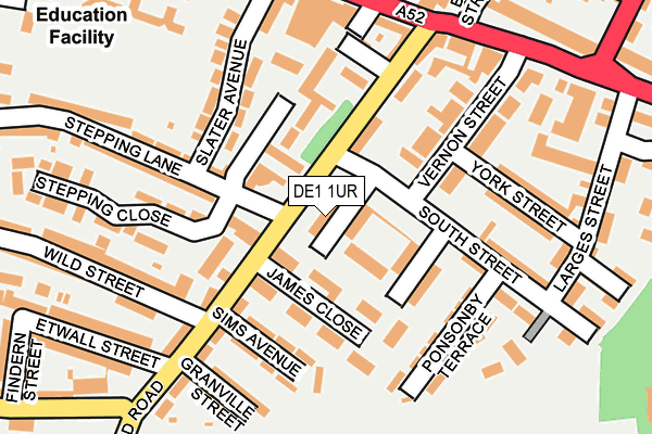 DE1 1UR map - OS OpenMap – Local (Ordnance Survey)