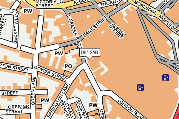 DE1 2AB map - OS OpenMap – Local (Ordnance Survey)