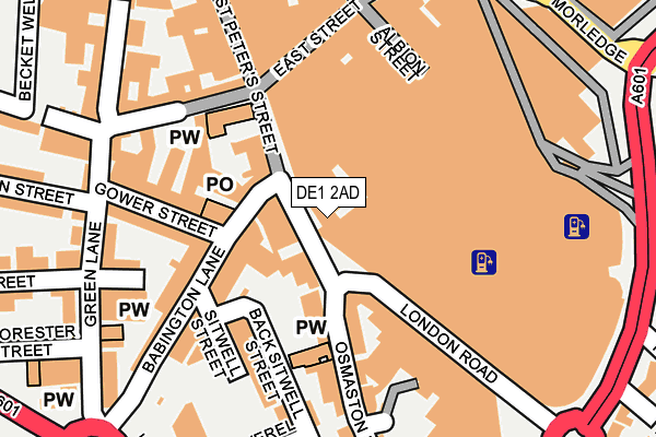 DE1 2AD map - OS OpenMap – Local (Ordnance Survey)