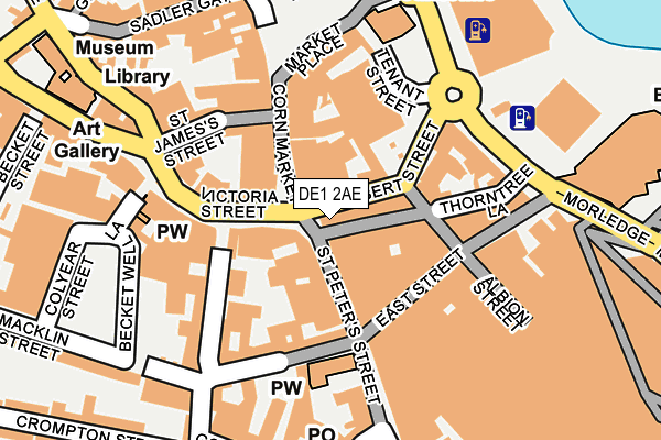 DE1 2AE map - OS OpenMap – Local (Ordnance Survey)