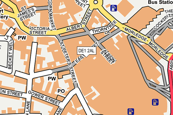 DE1 2AL map - OS OpenMap – Local (Ordnance Survey)