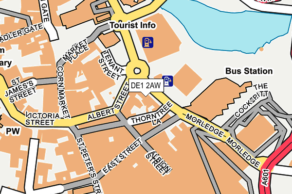 DE1 2AW map - OS OpenMap – Local (Ordnance Survey)