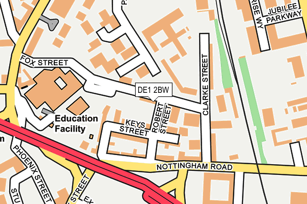 DE1 2BW map - OS OpenMap – Local (Ordnance Survey)