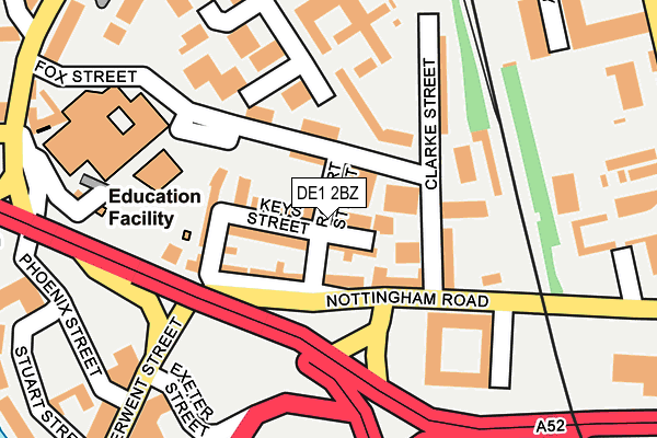DE1 2BZ map - OS OpenMap – Local (Ordnance Survey)