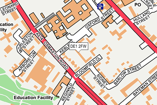 DE1 2FW map - OS OpenMap – Local (Ordnance Survey)
