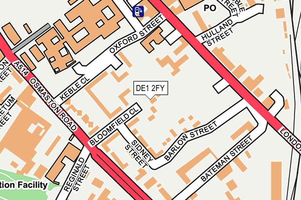 DE1 2FY map - OS OpenMap – Local (Ordnance Survey)