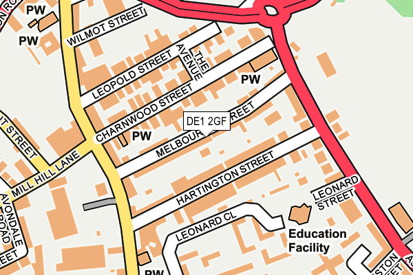 DE1 2GF map - OS OpenMap – Local (Ordnance Survey)