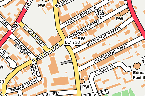 DE1 2GG map - OS OpenMap – Local (Ordnance Survey)