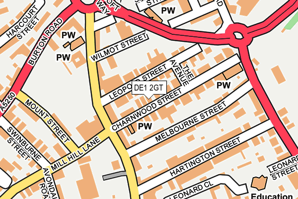 DE1 2GT map - OS OpenMap – Local (Ordnance Survey)