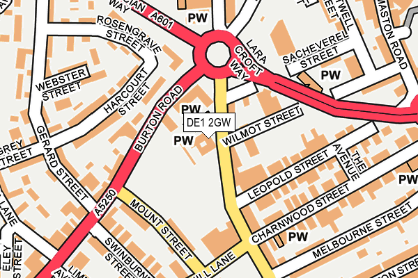 DE1 2GW map - OS OpenMap – Local (Ordnance Survey)