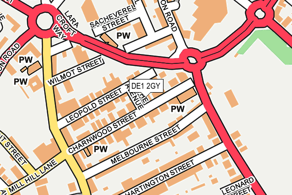 DE1 2GY map - OS OpenMap – Local (Ordnance Survey)
