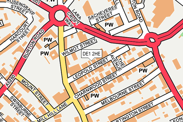 DE1 2HE map - OS OpenMap – Local (Ordnance Survey)