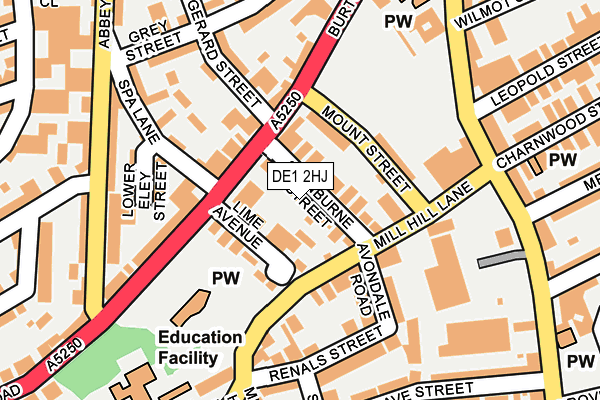 DE1 2HJ map - OS OpenMap – Local (Ordnance Survey)