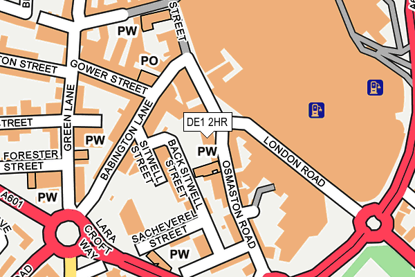 DE1 2HR map - OS OpenMap – Local (Ordnance Survey)