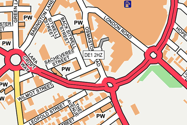 DE1 2HZ map - OS OpenMap – Local (Ordnance Survey)