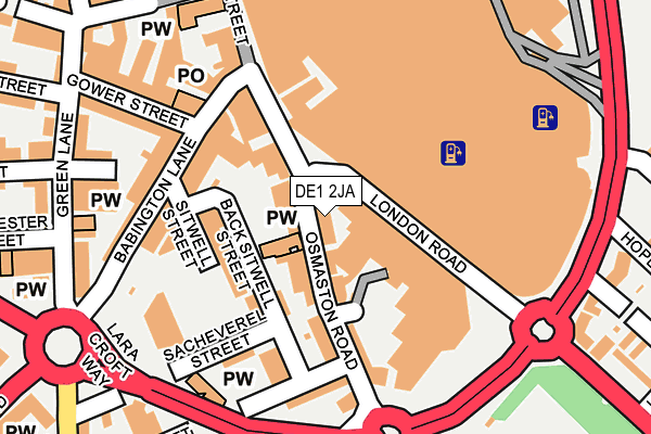 DE1 2JA map - OS OpenMap – Local (Ordnance Survey)