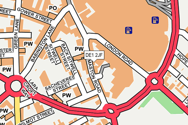 DE1 2JF map - OS OpenMap – Local (Ordnance Survey)