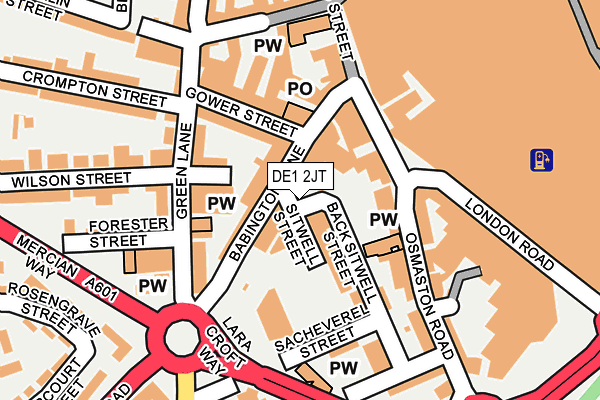 DE1 2JT map - OS OpenMap – Local (Ordnance Survey)