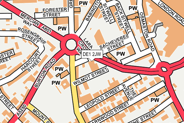 DE1 2JW map - OS OpenMap – Local (Ordnance Survey)