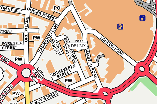 DE1 2JX map - OS OpenMap – Local (Ordnance Survey)