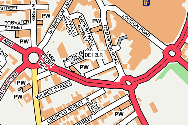 DE1 2LR map - OS OpenMap – Local (Ordnance Survey)